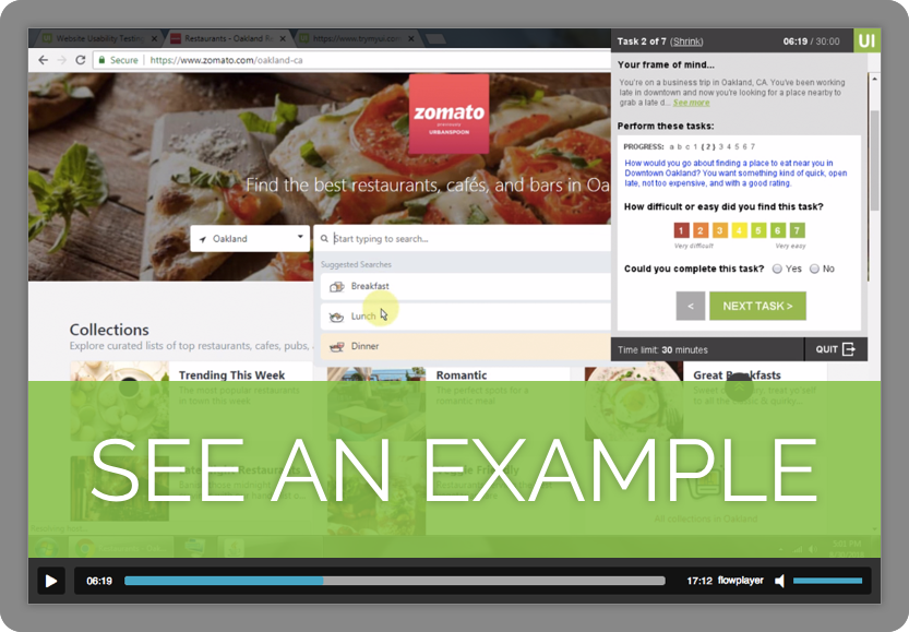 Click to watch an example user testing video from Trymata on desktop