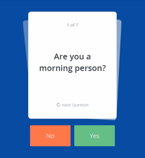 Yes-or-No setup questions on OkCupid