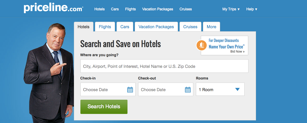 Priceline home page