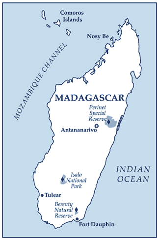 Map of Nosy Be in Madascar