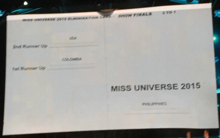 The misread Miss Universe winners card