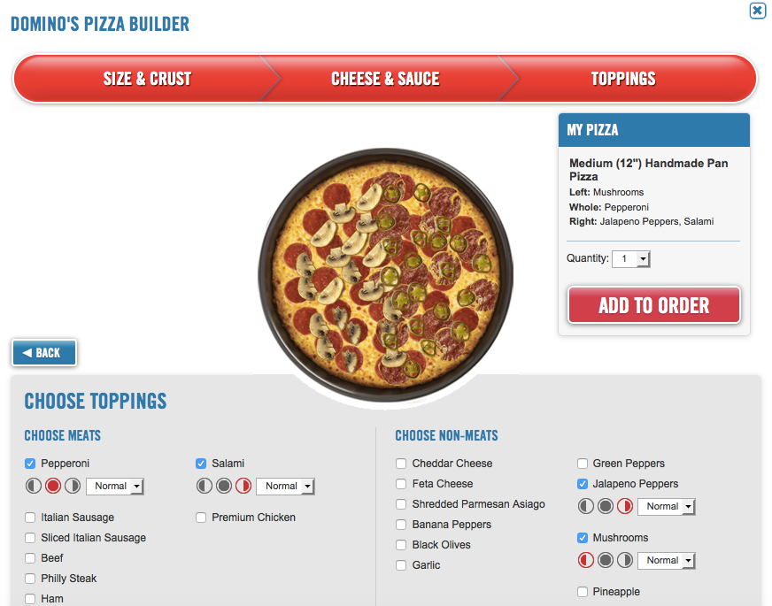 Domino's Pizza Builder UI