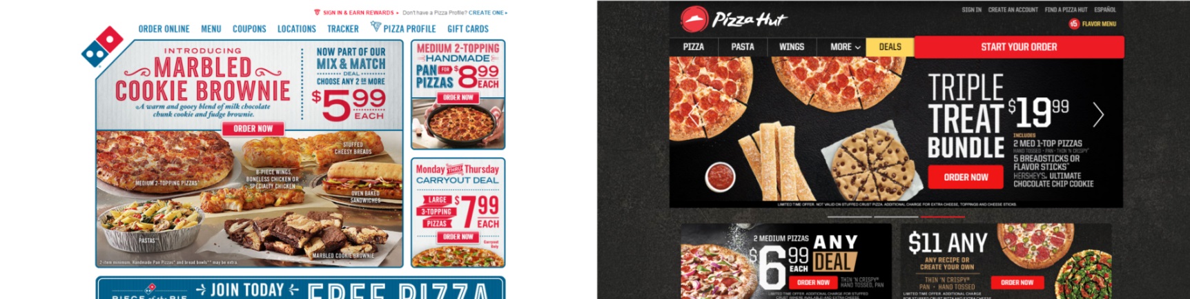 Dominos and Pizza Hut home pages
