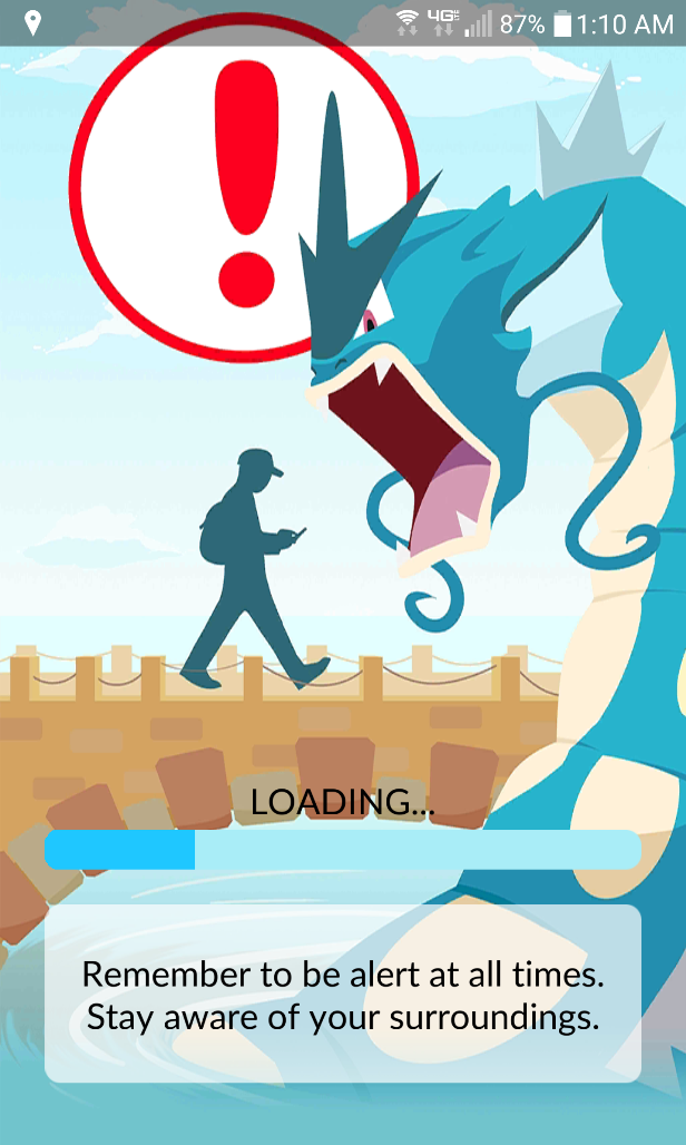 Pokemon Go load screen reminder