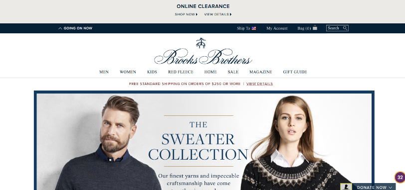 Brooks Brothers' clean and simple web design