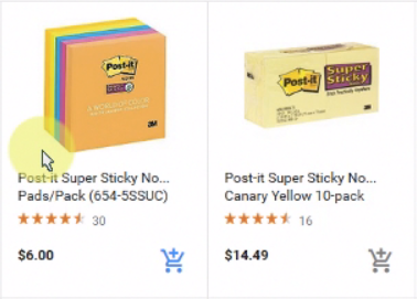 Post-it notes product listing on Google Express