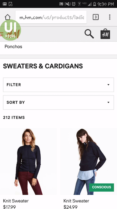 User finding a sweater or cardigan