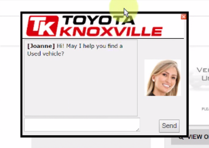 Chat window from Toyota Knoxville