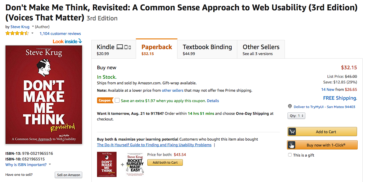 Amazon 1click purchase button Trymata