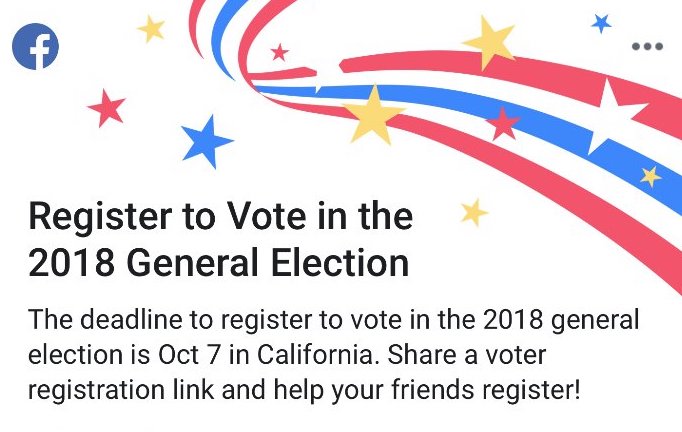 Facebook voter registration promotion