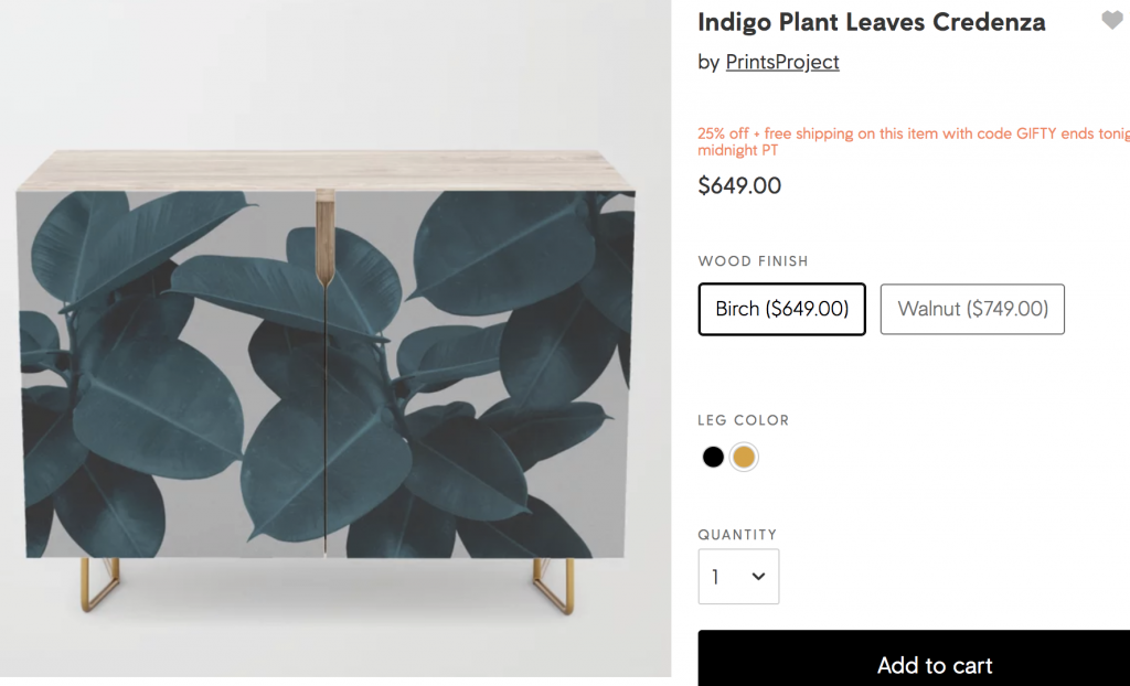 Society 6 UX design helps shoppers find similar styles.