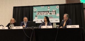 Presenters at the online courts SXSW talk