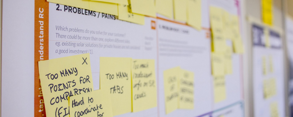 ux research approaches blog header sticky notes
