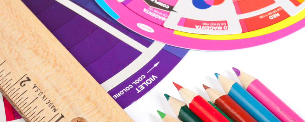 ux design tools color wheel ruler colored pencils