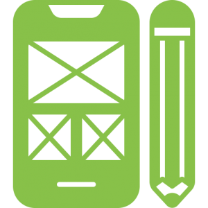 green mobile icon with pencil for prototyping