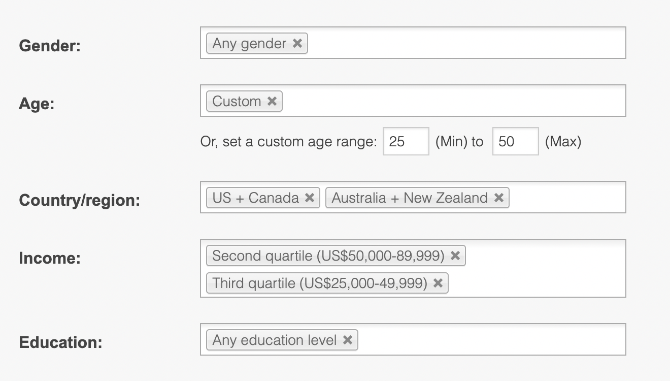 Trymata user testing demographic filtering