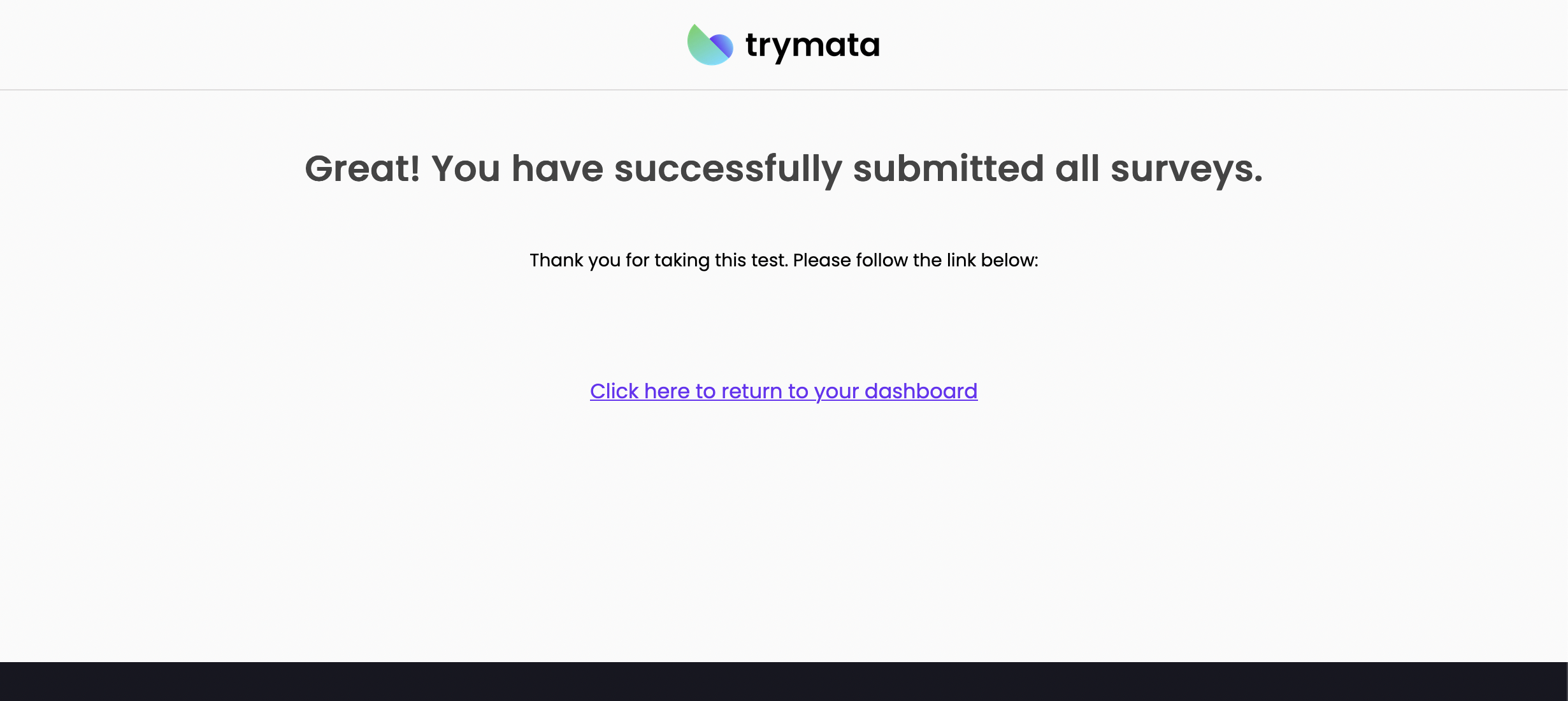 End-of-test link on the post-test surveys confirmation page