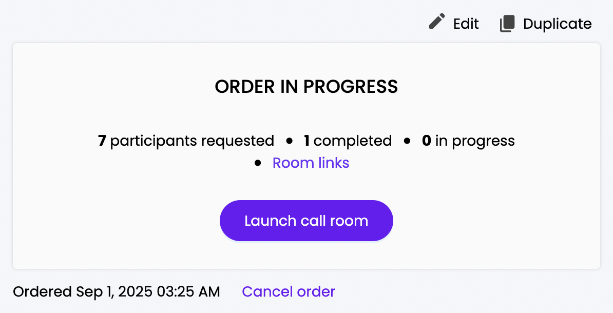 Launching a Trymata interview call room
